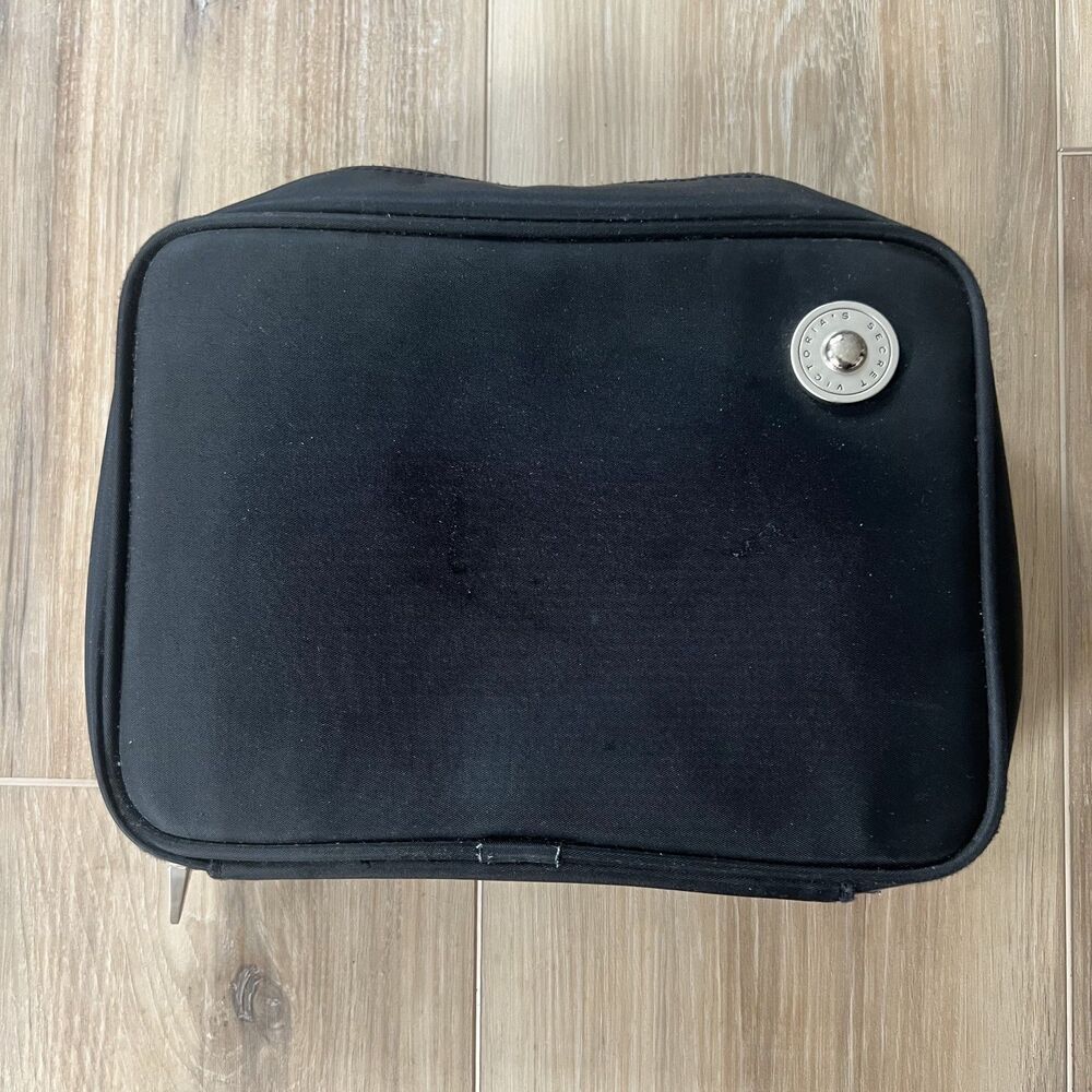 Zippered Black Victoria's Secret Jewelry or Cosmetic Case w/Detachable Pouches